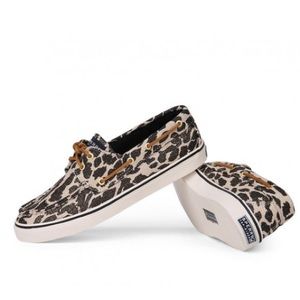 SPERRY TOP-SIDER BAHAMA BLACK SPARKLE LEOPARD 9.5